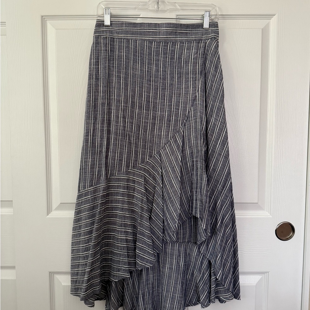 Striped Navy Gray High-Low Skirt